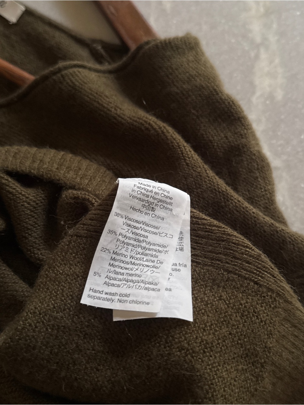 MADEWELL Olive Green Lightweight Crewneck Alpaca Sweater - Size XS - Picture 3 of 5